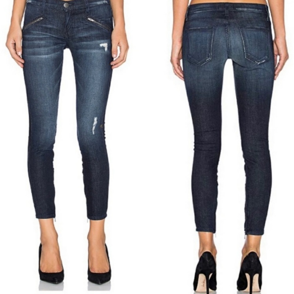 ~Current Elliott "The Silverlake Zip" Skinny Jeans Size 29 Sargent Destroy~ - Picture 1 of 14